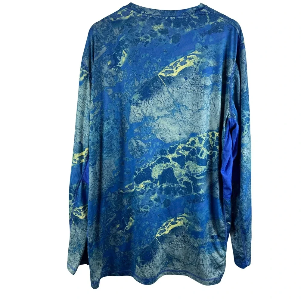 Realtree‎ Fishing Shirt Mens 3XL Blue Wave Camo Long Sleeve Performance Tee